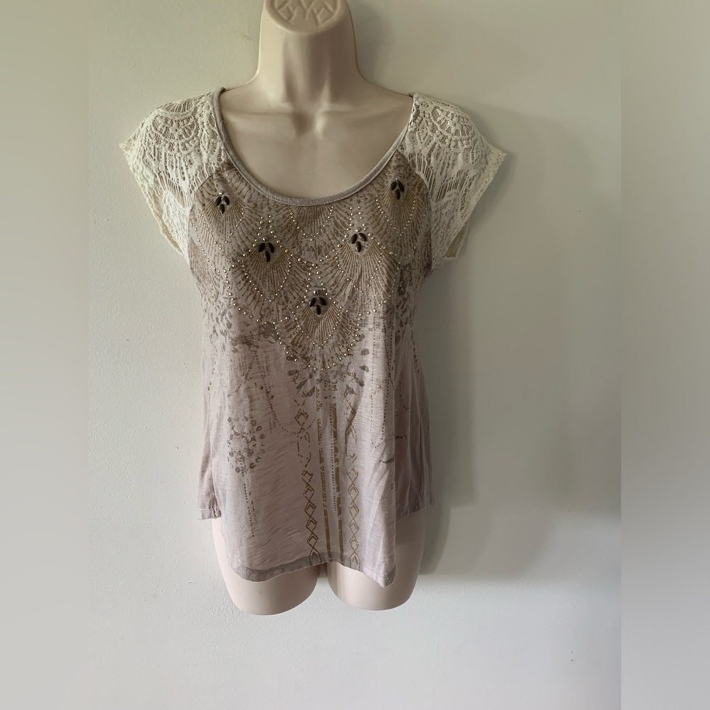 Miss Me studded lace tie back top (WWW)